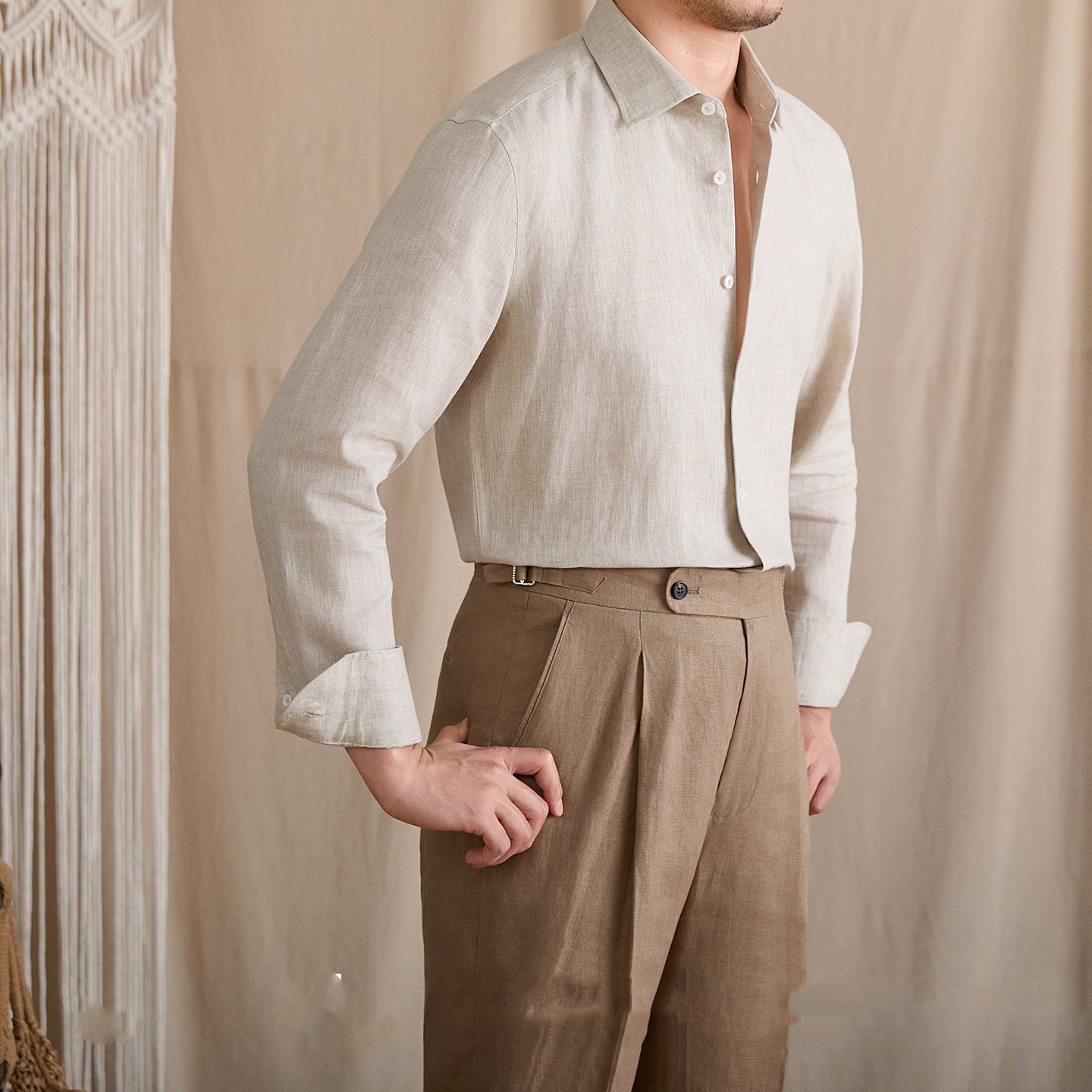 Square-Neck Linen Shirt