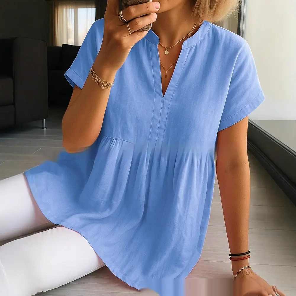 European And American-style Artistic Vintage Casual Slimming Short-sleeve Shirt For Women