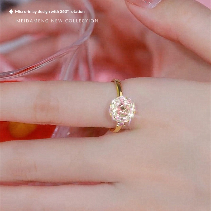 Womens Fashionable Rotatable Simple Elegant All-Match Ring With Flower Design
