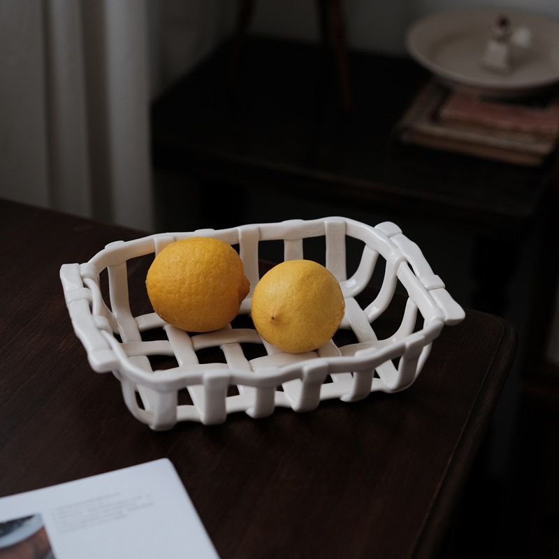 Ceramic Woven Fruit Basket