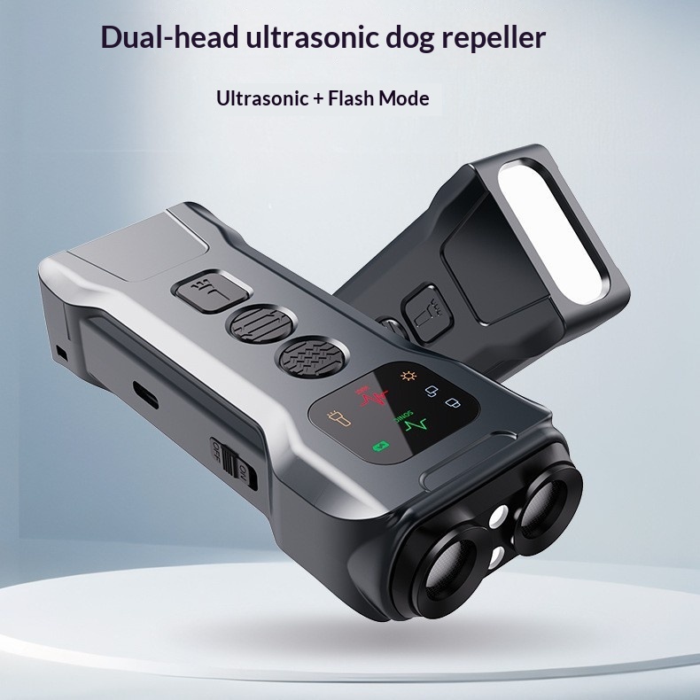 Ultrasonic Dog Deterrent Dual-Head Bark Stopper Dog Training Device With Tail Light Electronic Bark-Control Tr