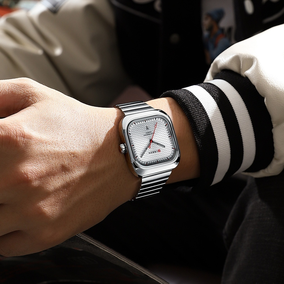 Unisex Square Couples Mesh-Strap Waterproof Watch