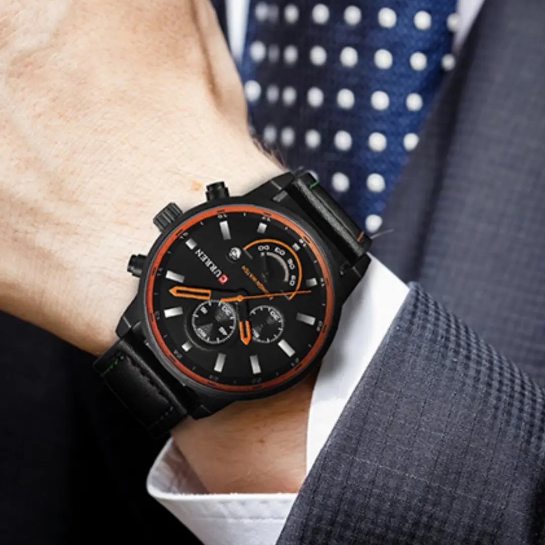 Cairen Water-Resistant Calendar Leather Business-Casual Quartz Watch