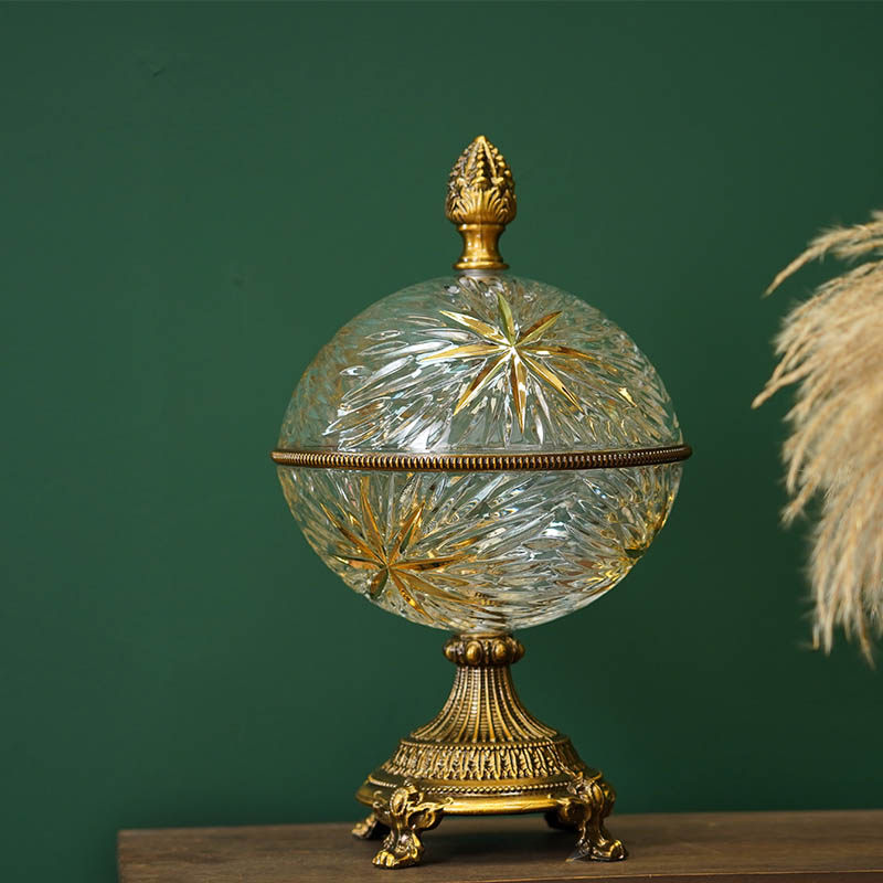 Glass decorative storage jar ornament