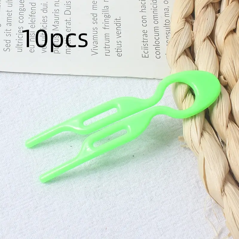 U-Shaped Hair Fork for Styling and Updos, Plastic Resin Hair Pin — Fruit Green, 10PCS
