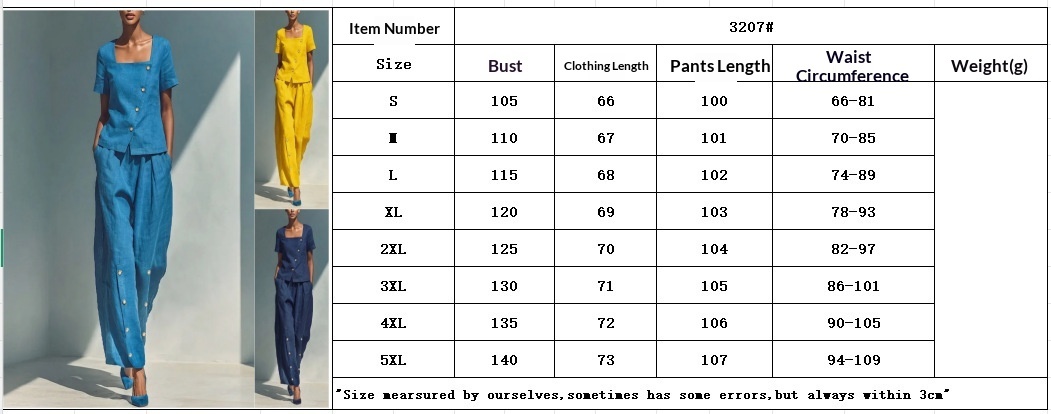 Women's Loose Top and Pants Set – Size Chart S to 5XL