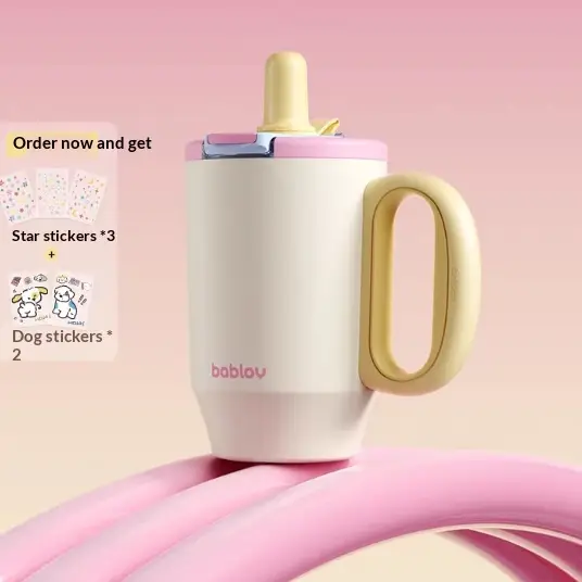 Insulated Straw Cup With Ceramic-coated Inner Liner Coffee Mug Large-capacity Water Bottle