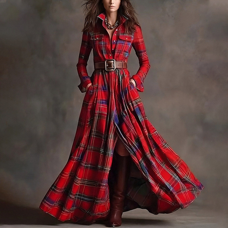 Women's Slim-Fit Lapel Dress – Lifestyle Commuter Styling Shot