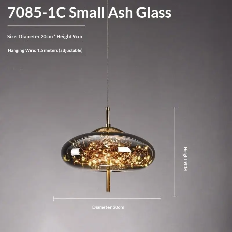 Nordic Bar-style Starry Ceiling Bedside Glass Chandelier