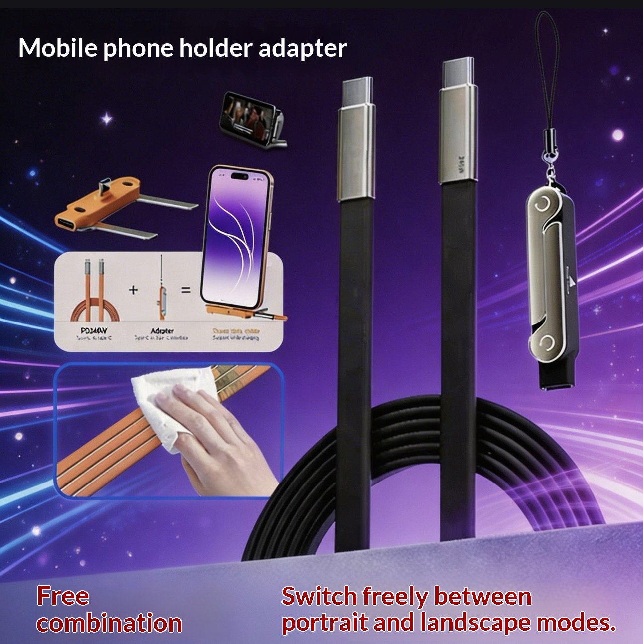 Universal Quick-Charge Phone Holder Adapter