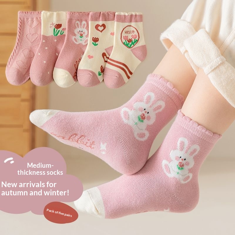 Mid-calf Breathable Boneless Cartoon Cotton Socks