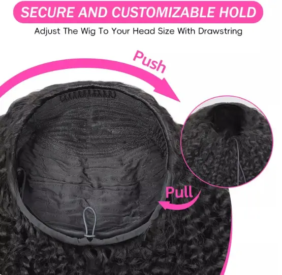3-in-1 Half Wig Human Hair With Drawstring Kinky Straight Hair