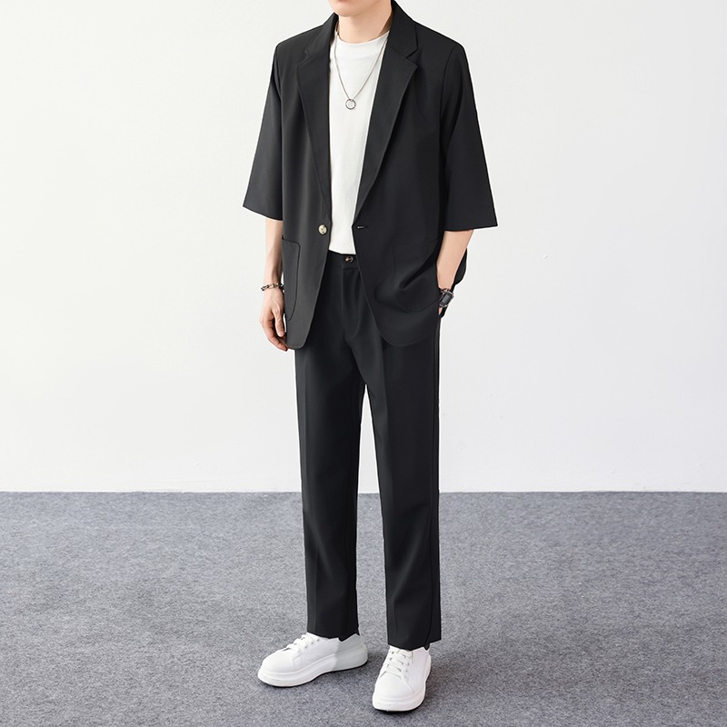 Summer-Ready Korean Style Short-Sleeve Blazer Suit