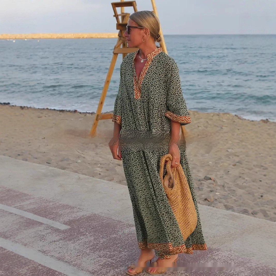 Loose-fit Retro Casual Dress For Women