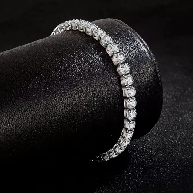Zircon Square Bracelet Copper With Silver Plating Elegant Style