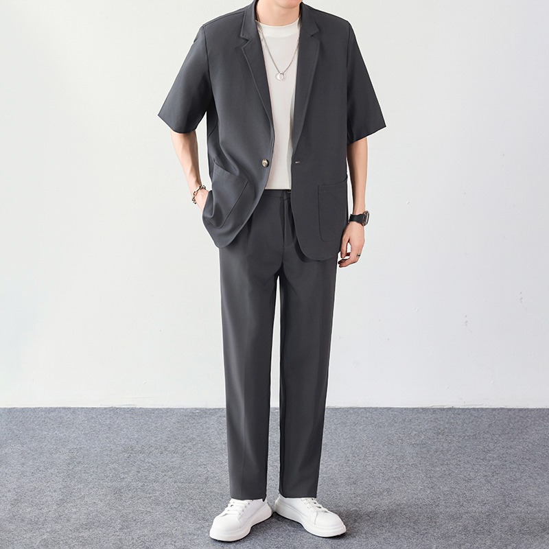 Summer-Ready Korean Style Short-Sleeve Blazer Suit