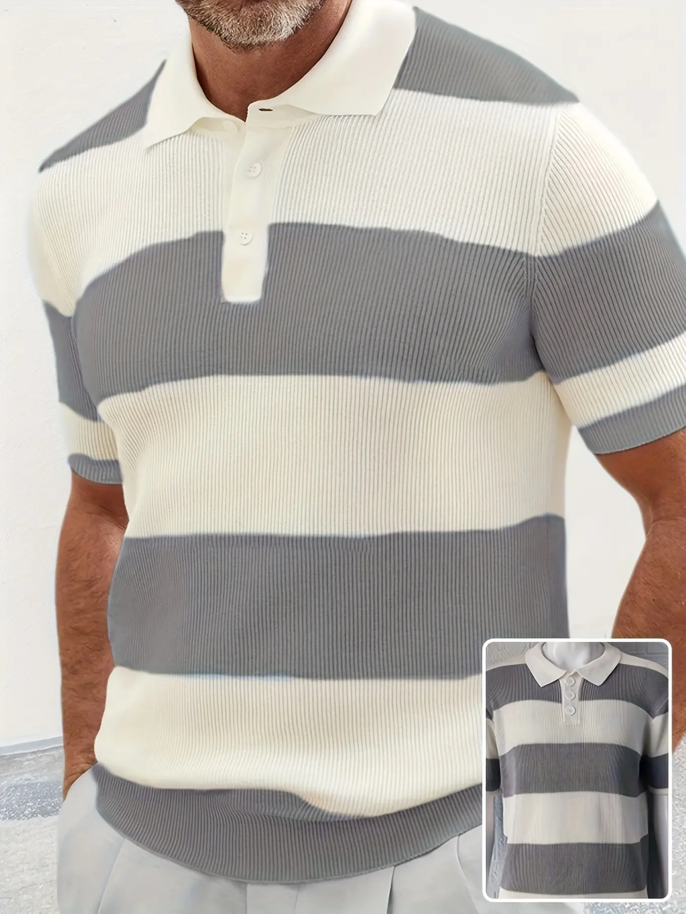 Mens Clothing Summer Fashion Lapel Sweater Short