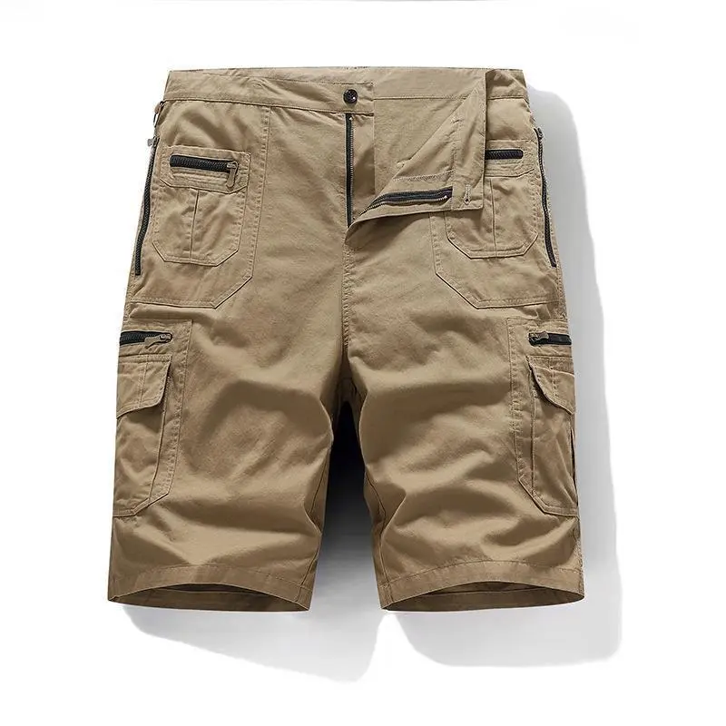 Loose Straight Summer Plus Size Trend Casual Multi-bag Pure Cotton Workwear Shorts Men