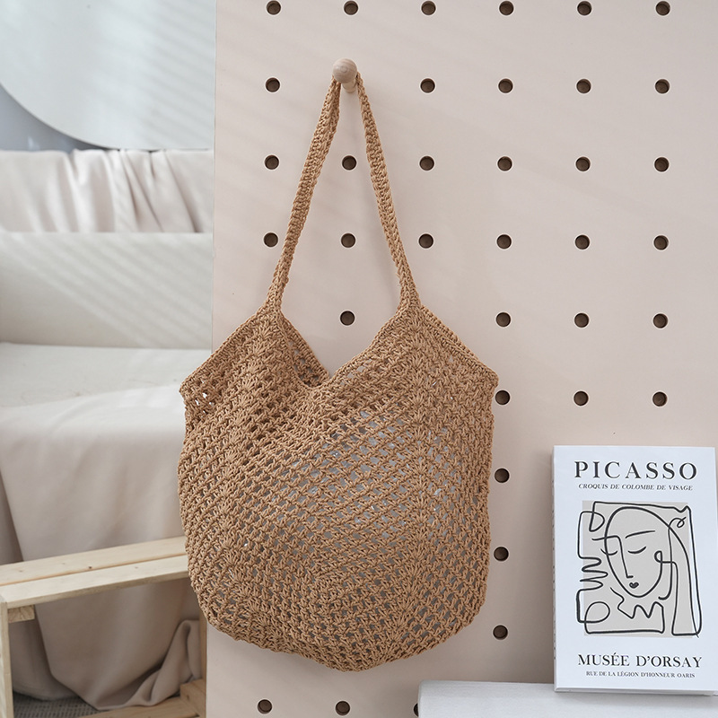 Hollow-out Knitted Tote Bag For Women