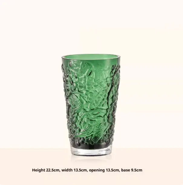 Retro Carved Household High-End Feel Colorful Thickened Glass Cup High-Temperature Resistant Water Mug