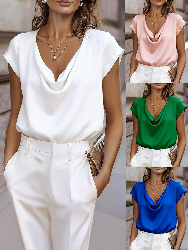 Women's Short-Sleeve Turtleneck Top – Front View