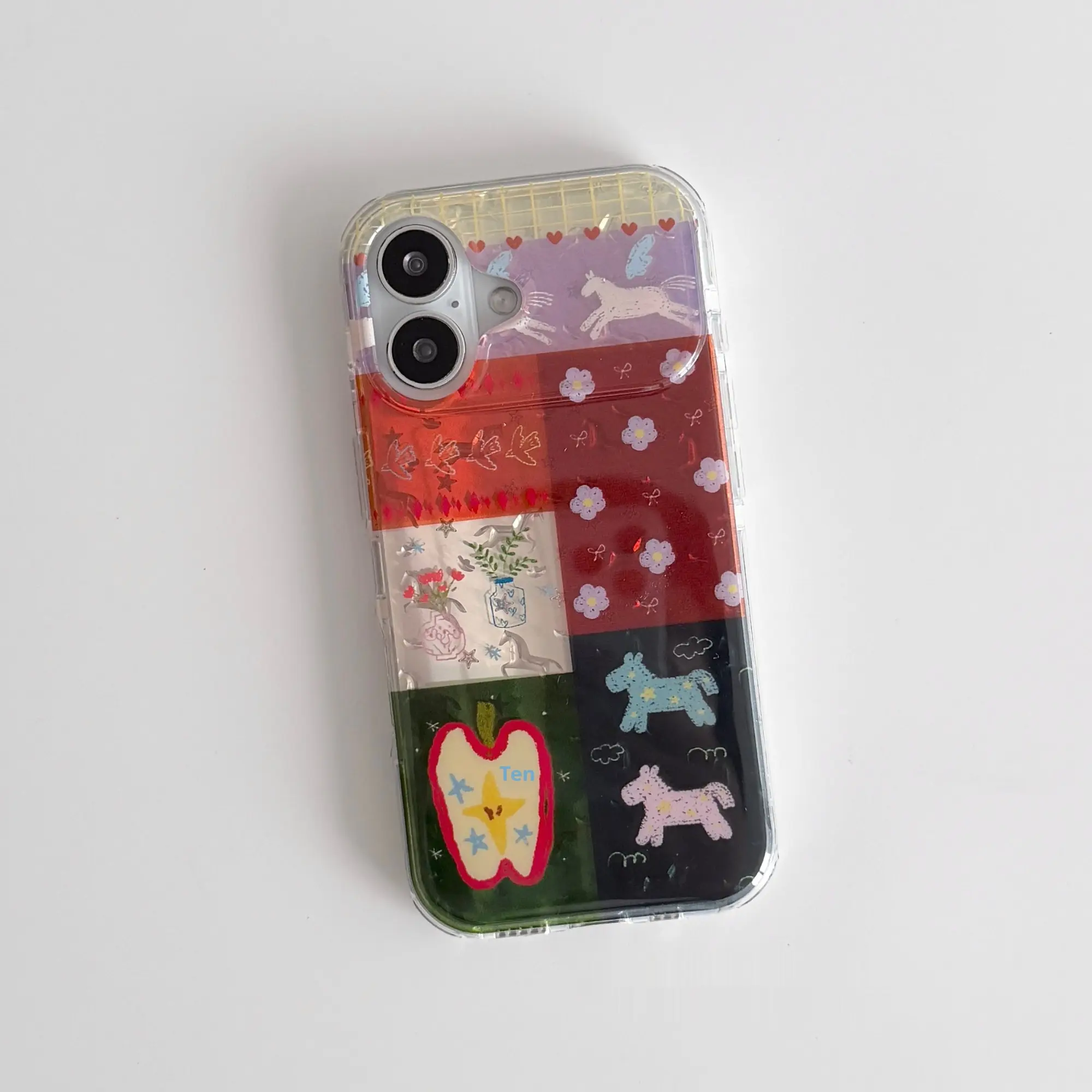 Vintage Splicing Flower Pegasus Printed Phone Case