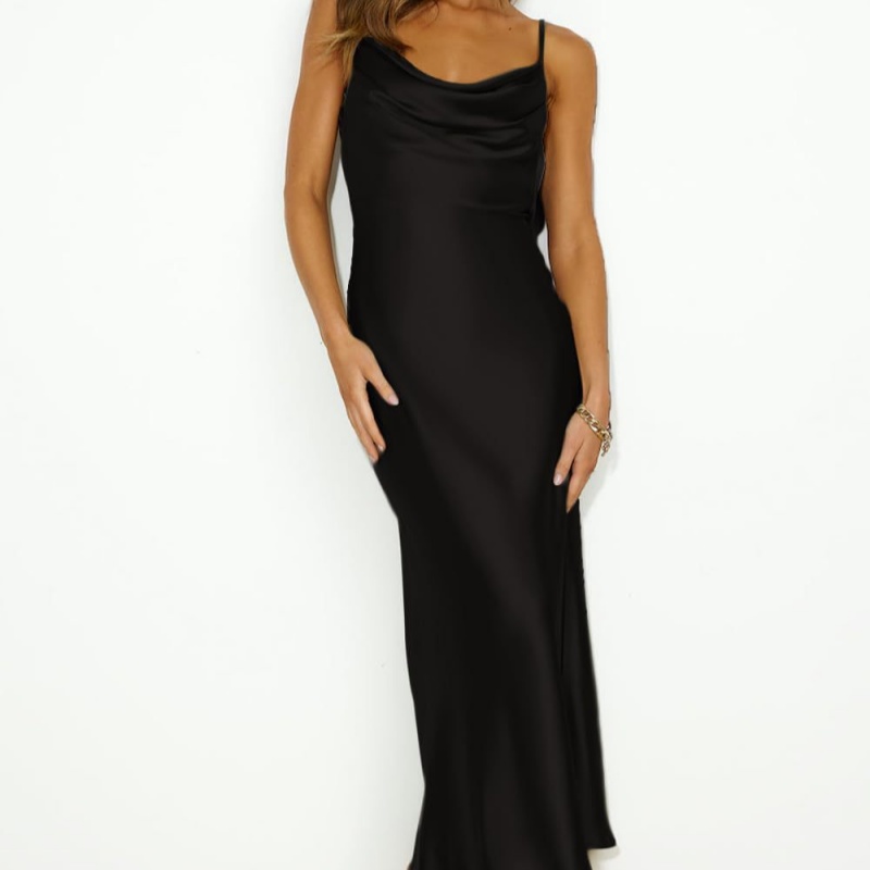 Fashionable Shoulder Straps Slim-fit Sexy Backless Lace-up Long Dress Robe