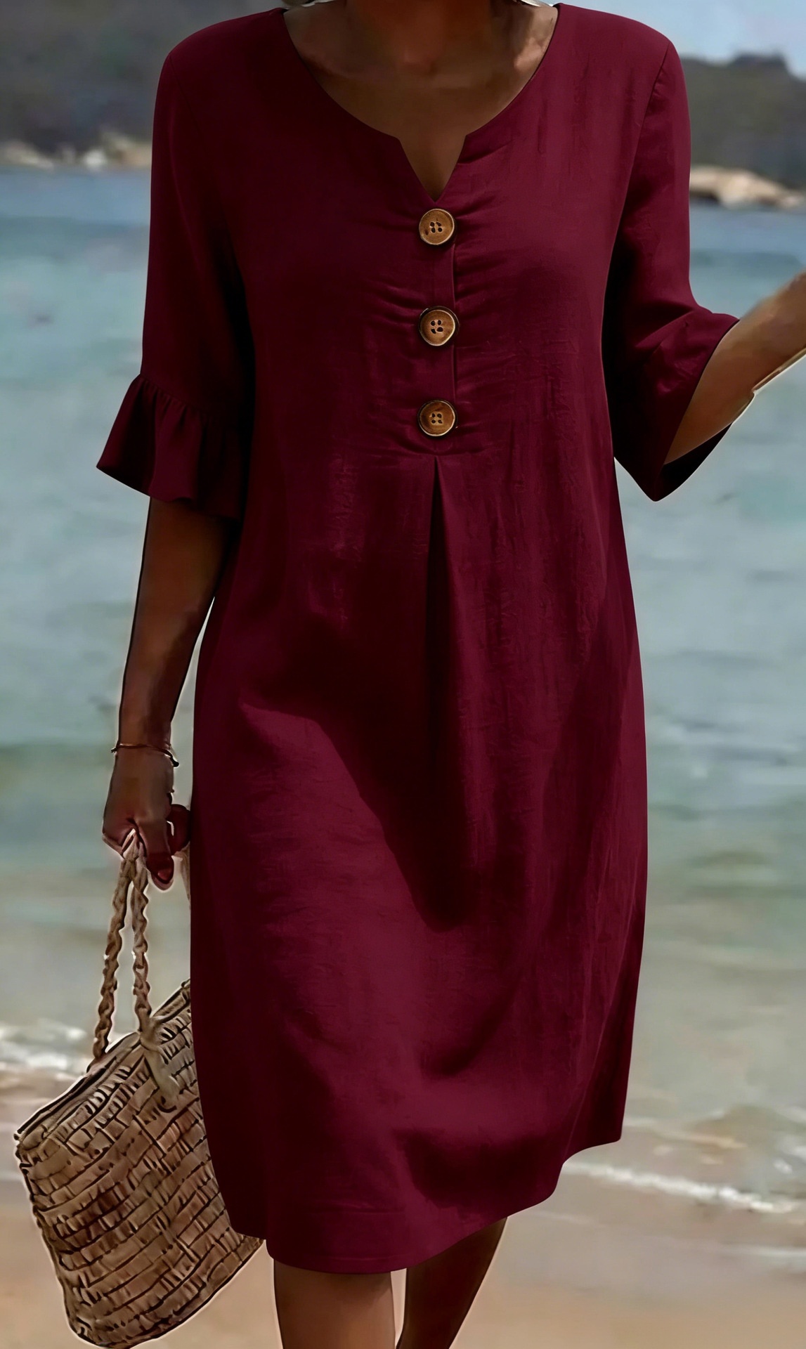 Summer Womens Solid Colored Cotton Dress | Casual A-Line Short Dress for Women