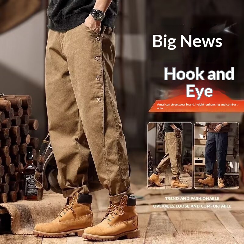 American-style Straight-leg Button-fly Workwear Casual Pants