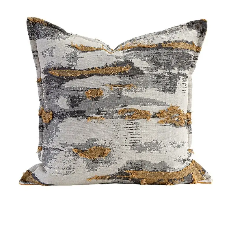 Yellow-brown Rugged-texture Throw Pillow Decorative Cushion