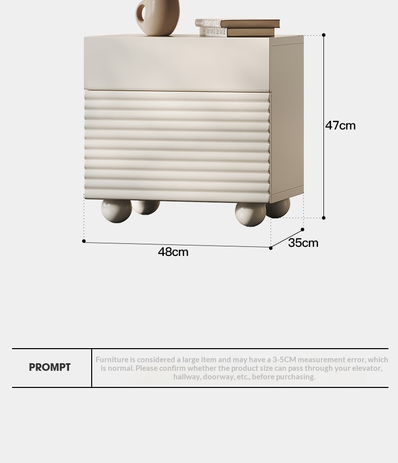 Cream bedside table, solid wood