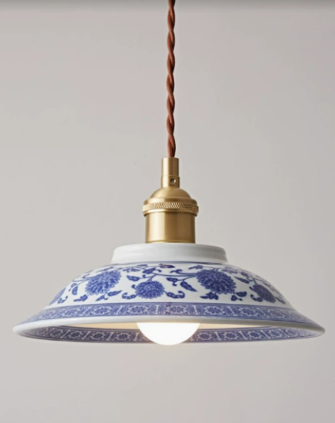 Japanese-style Ceramic LED Chandelier For Bedroom Bay Window Dining Room Vintage Ceramic