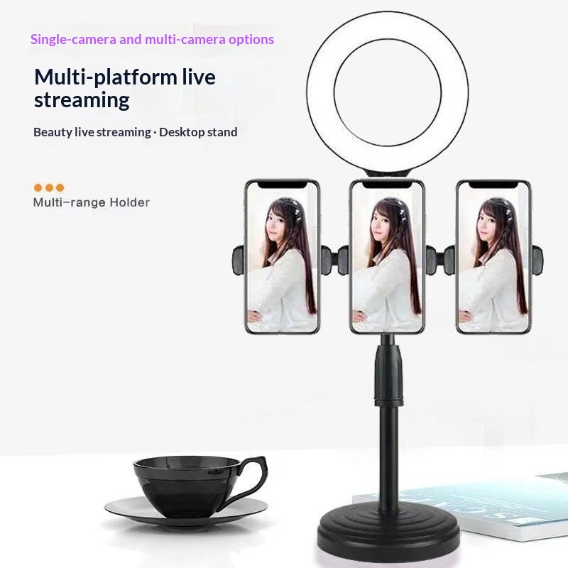 Dual- And Tri-Camera Phone Desktop Live Streaming Fill Light Ring Stand Kit Beauty Photo LED Ring Light