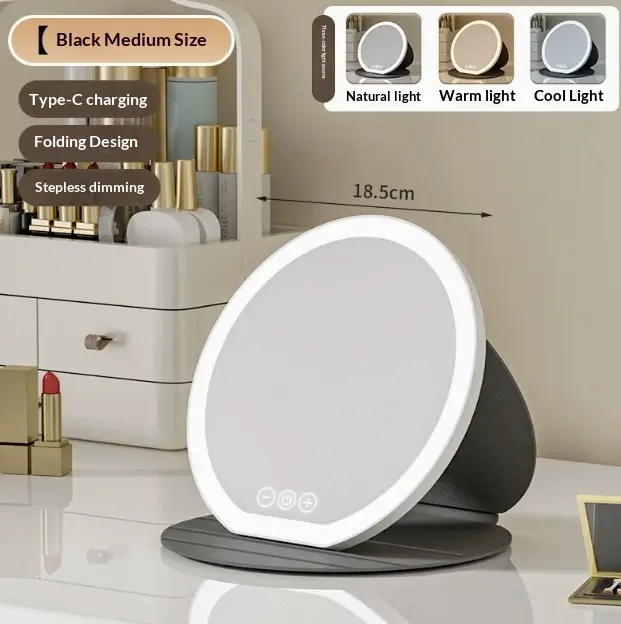 LED Makeup Portable Foldable With Lights Dressing Table Desktop Fill-light Mirror