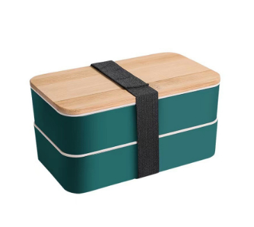 Wood Grain Double-layer Plastic Lunch Box Microwaveable - Image 9