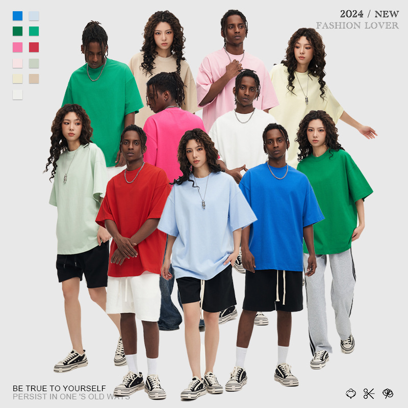 Big-name Pure Cotton Solid-color Crewneck T-shirt For Men High Quality - Image 1