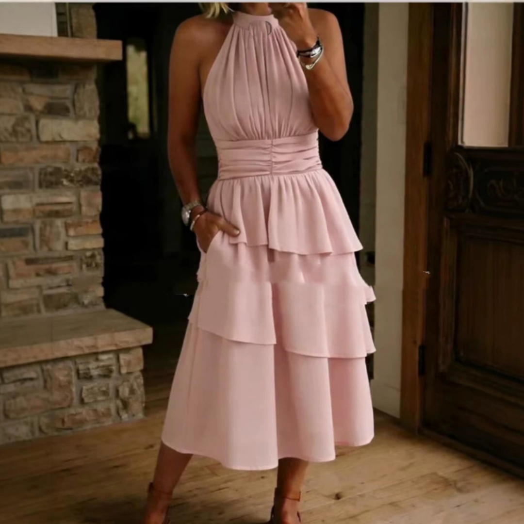 Women's Casual Loose Solid-Colored Cotton Tank Dress