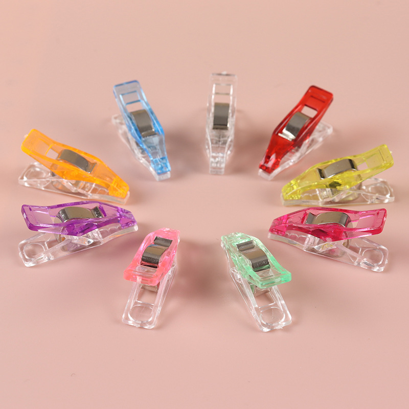 Edge-covering Fixed-gap Sewing Positioning Clip Plastic Color Mixing Pointed Clip 1PCS