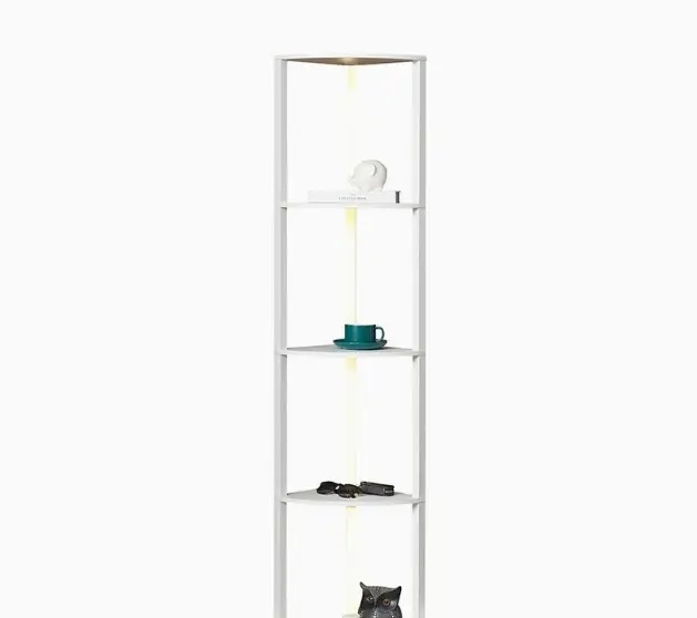 Sofa Floor Lamp With Integrated Shelving Mid-century Modern Style Ambient Lighting