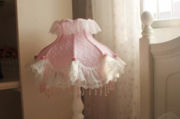 Korean-style Furniture Pastoral Small Floral Lace Table Bedside Room Desk Lamp