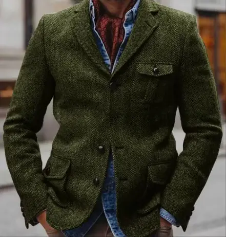 European And American Men's Herringbone Suit Jacket