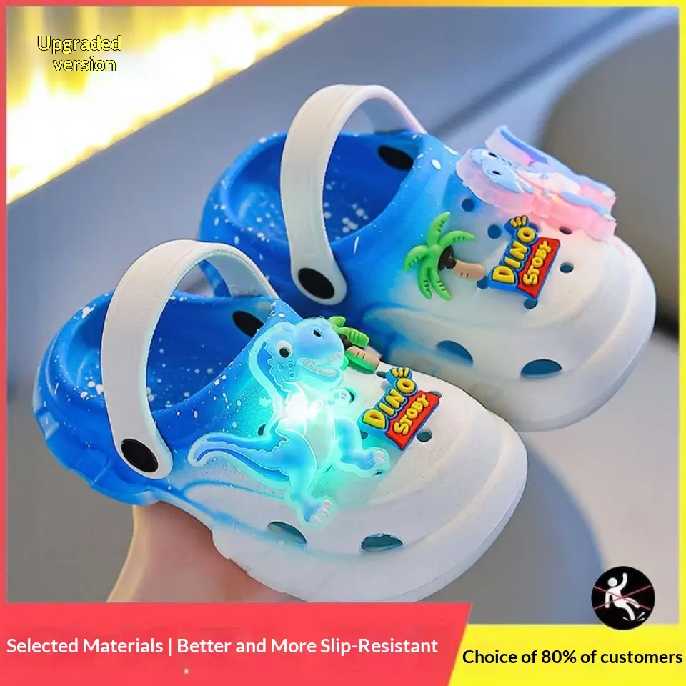 Ultra-light Hollow-Out Shockproof Glowing Dinosaur Slippers