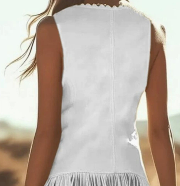 Wrinkle-Resistant Off-Shoulder Tassel Choker Vest Top