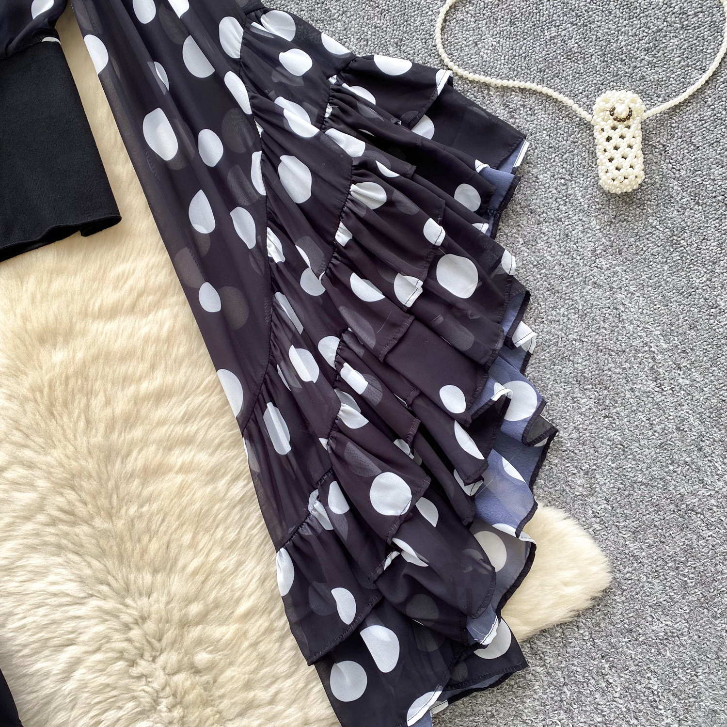 Sheer Cross V-Neck Waist-Cinched Flare-Sleeve Polka-Dot Top 35 62fa669b cfd2 4618 b942 ac56153aabba