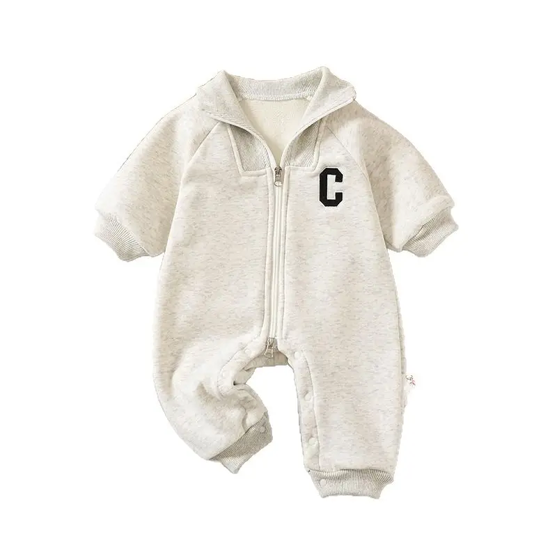 Korean-style Zippered C-Label Long-Sleeve Onesie For Babies
