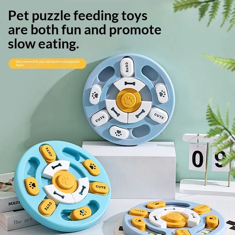 Pet Round Sounding Puzzle Toy in Blue and Yellow