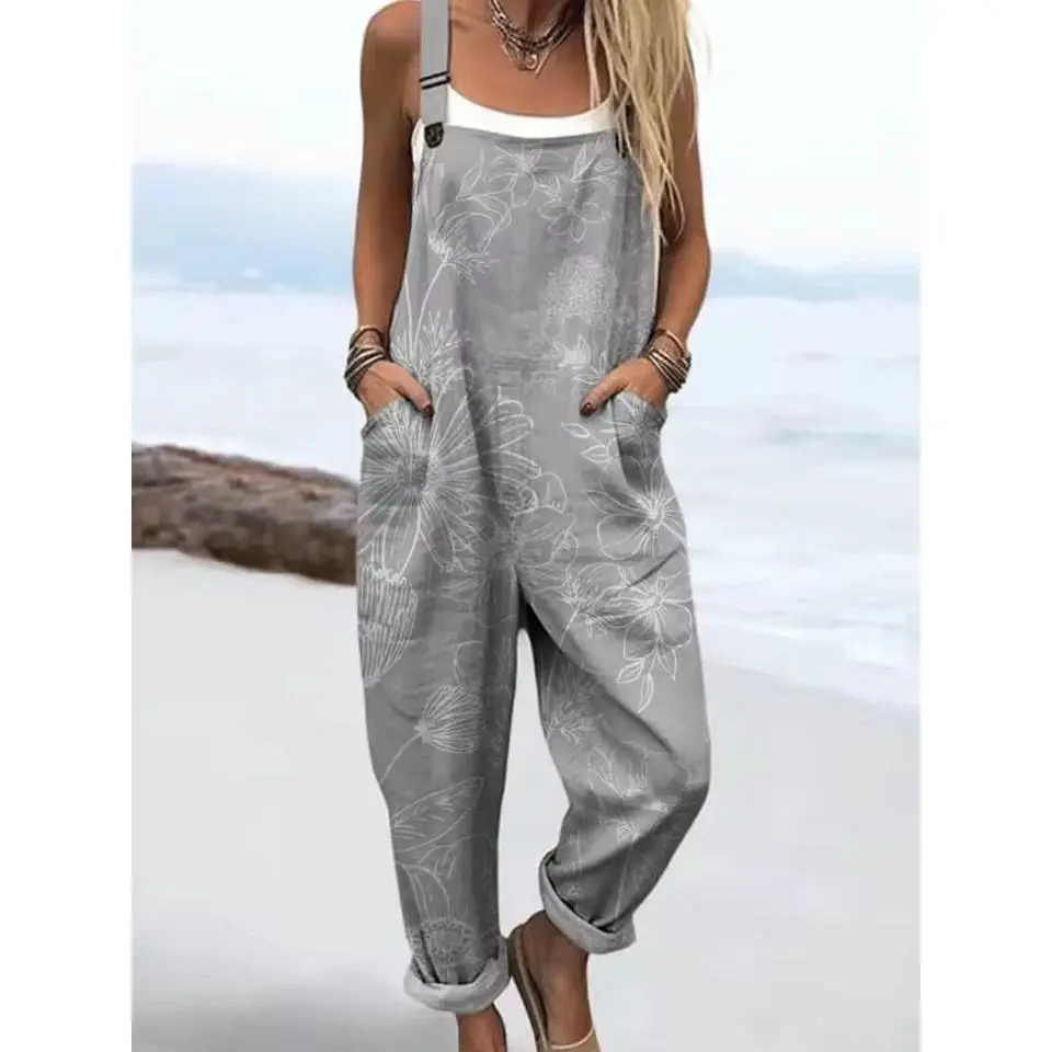 Summer Digital 3D Printing Buttons Casual Suspender Trousers Suspenders