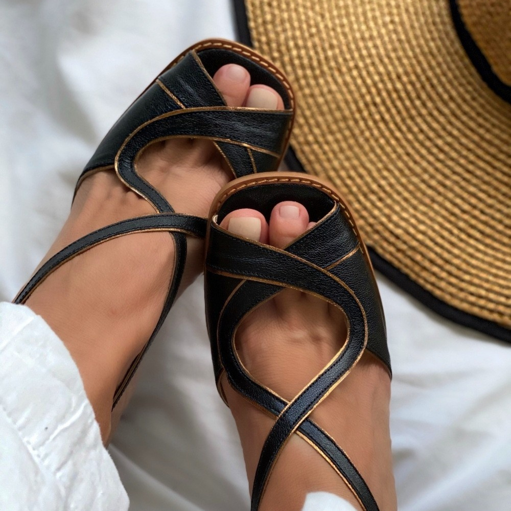 Plus-size Square-toe Hollow-out Sandals Chunky Heel Mid-heel Pumps