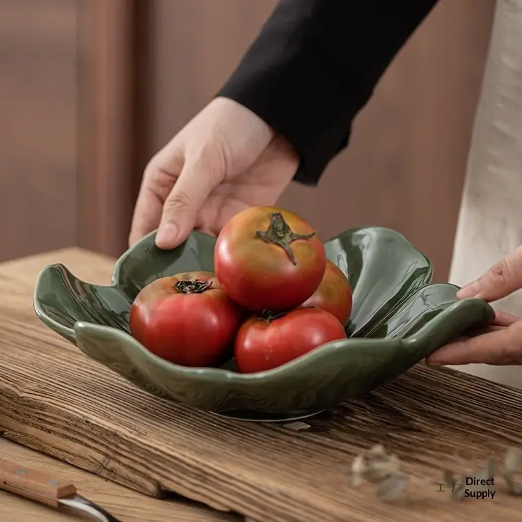 Portable Household Lotus Leaf Ceramic Hotpot Side Dish