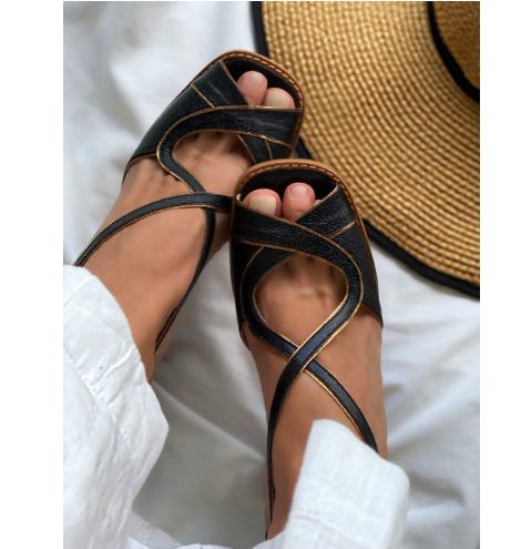 Square-Toe Hollow-Out Chunky Sandals — worn view 3